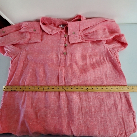 Sigrid Olsen LINEN Tunic Size 1X Long Sleeve Pink Popover Casual Top - Picture 6 of 10